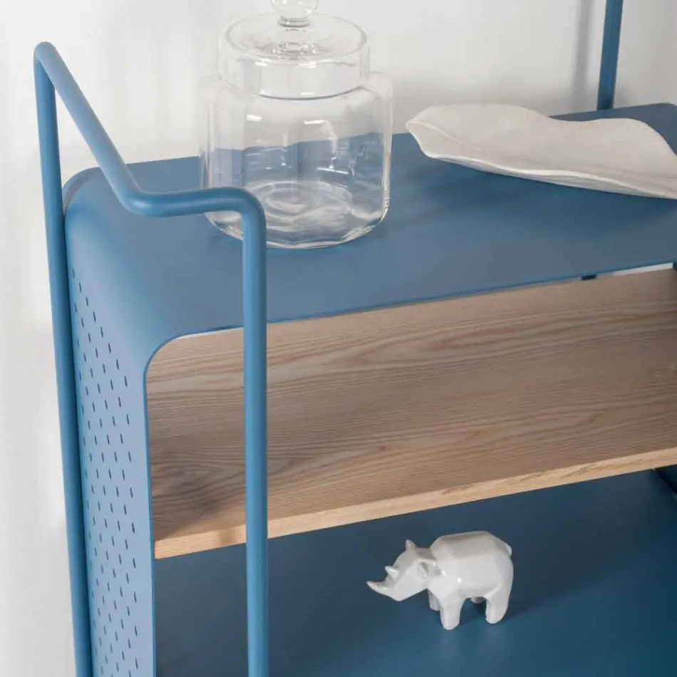 Designwagen aus Stahl mit Eschendeckel Made in Italy - Murella Viadurini