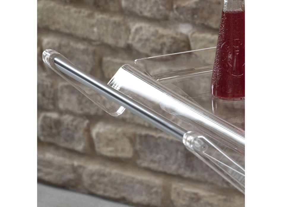 Faltbarer Servierwagen aus transparentem Acrylglas mit 2 Tabletts - Aristocles Viadurini