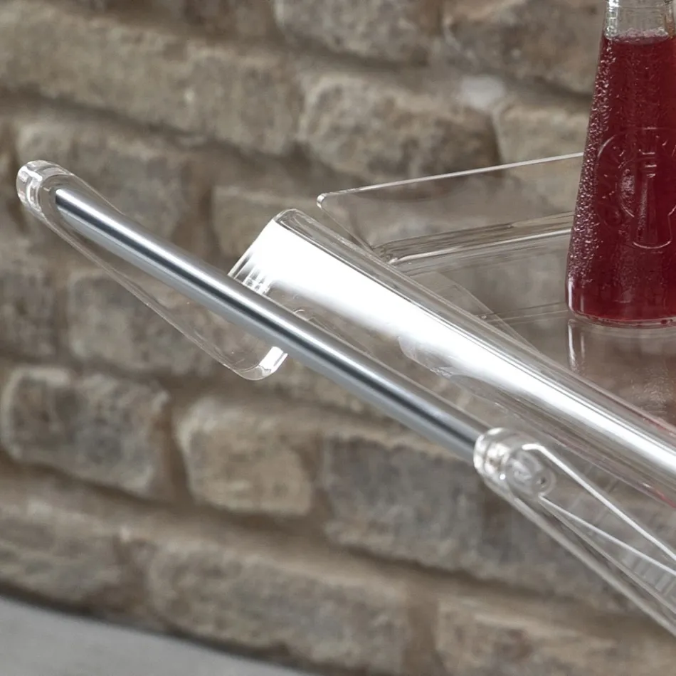 Faltbarer Servierwagen aus transparentem Acrylglas mit 2 Tabletts - Aristocles Viadurini