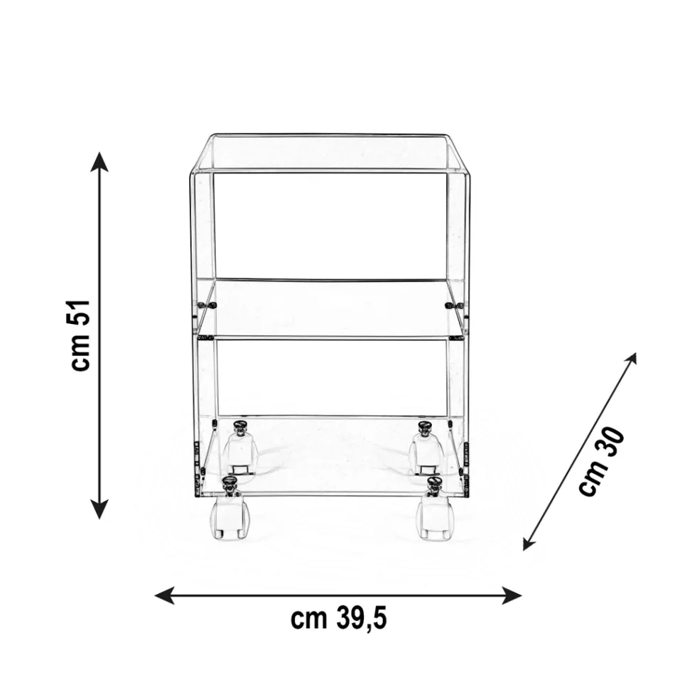 Objektwagen mit Plexiglasrädern, hergestellt in Italien – Rudolf Viadurini