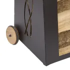 Brennholzwagen für den Innenbereich, schwarz lackiertes Eisen, hergestellt in Italien - Chloe Viadurini