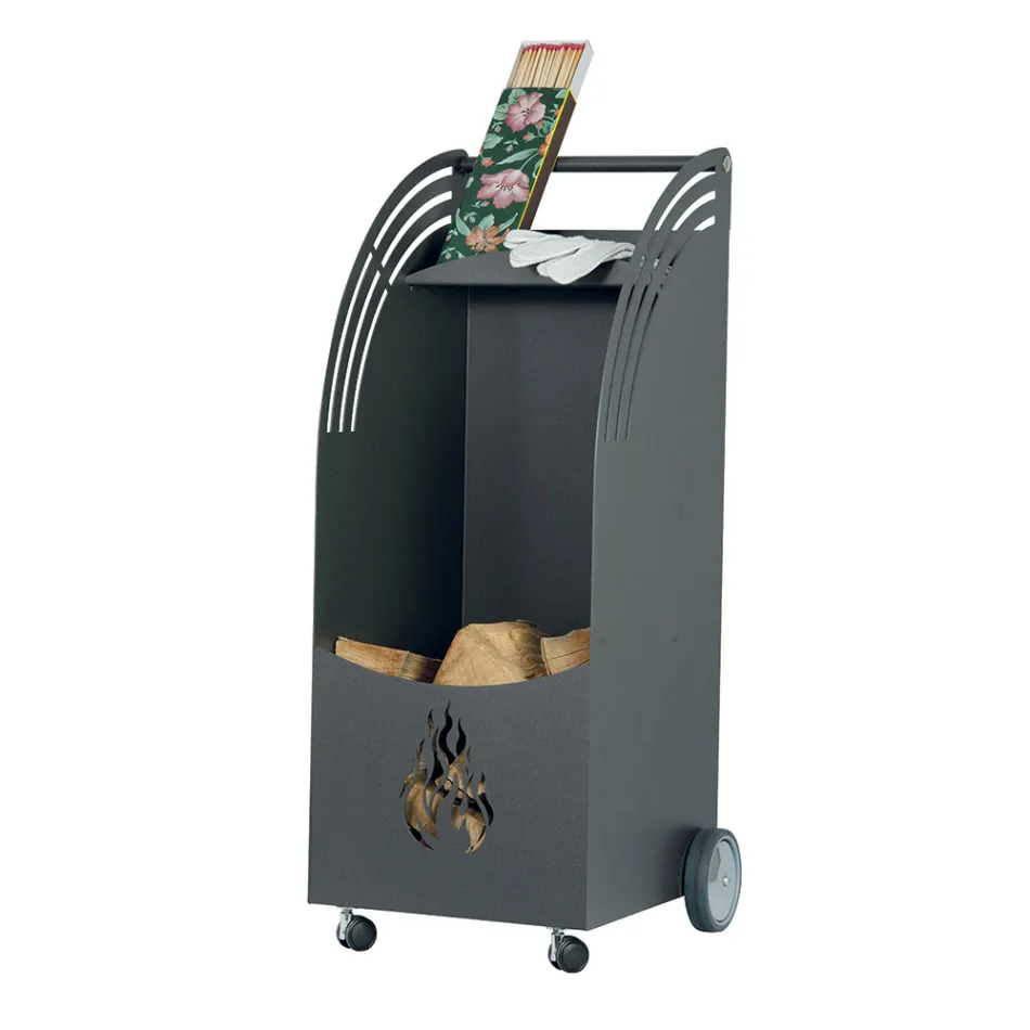 Servierwagen aus Metall und Holz mit Regal und 4 Rädern, hergestellt in Italien – Geco Viadurini