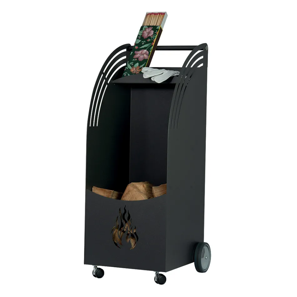 Servierwagen aus Metall und Holz mit Regal und 4 Rädern, hergestellt in Italien – Geco Viadurini