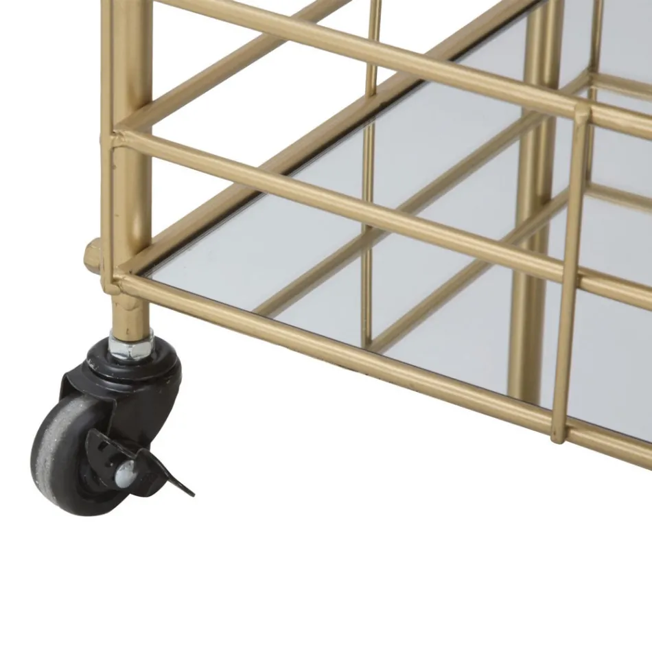 Servierwagen mit Eisenstruktur Gold-Finish - Viviana Viadurini
