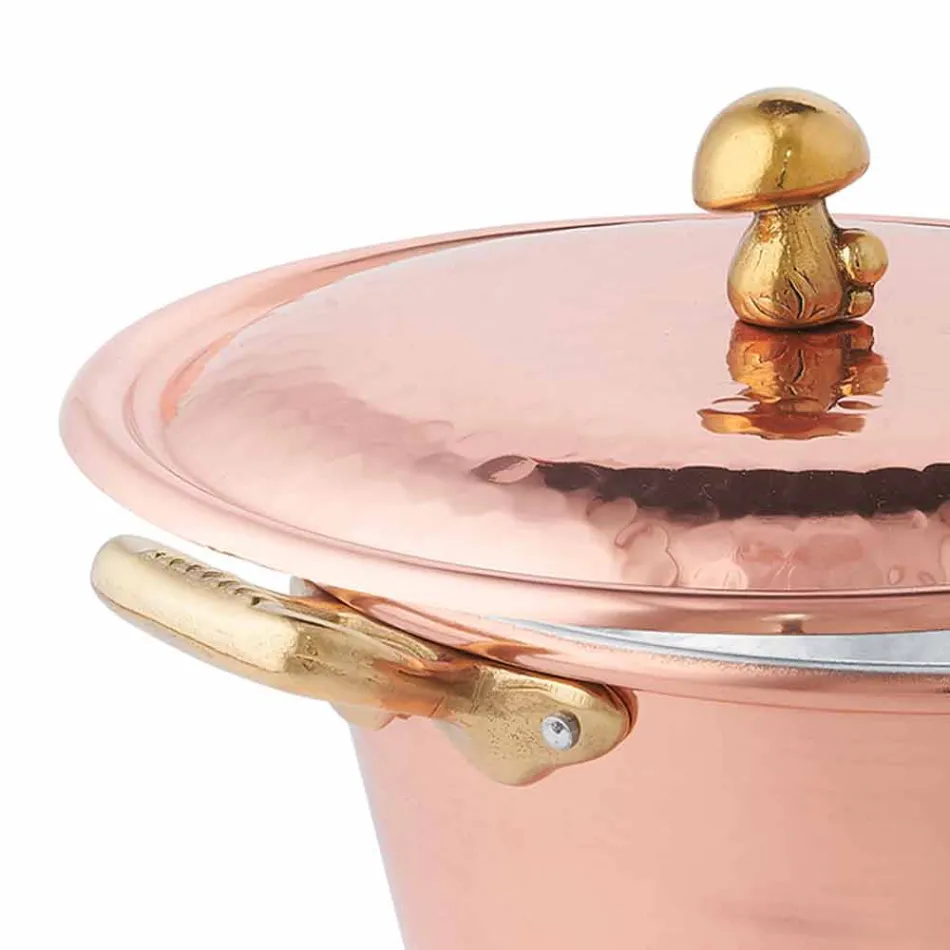 Handverzinnter konischer Ofen Kupferauflauf und Deckel 28 cm - Marialuna Viadurini