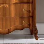 Kommode mit 7 Schubladen aus Walnussholz mit Intarsien Made in Italy - Commodus Viadurini