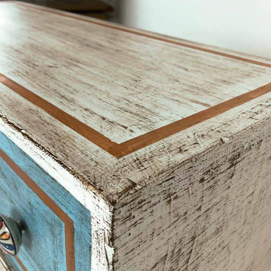 Kommode mit farbigen Schubladen und Keramikknöpfen Made in Italy - Hendriks Viadurini