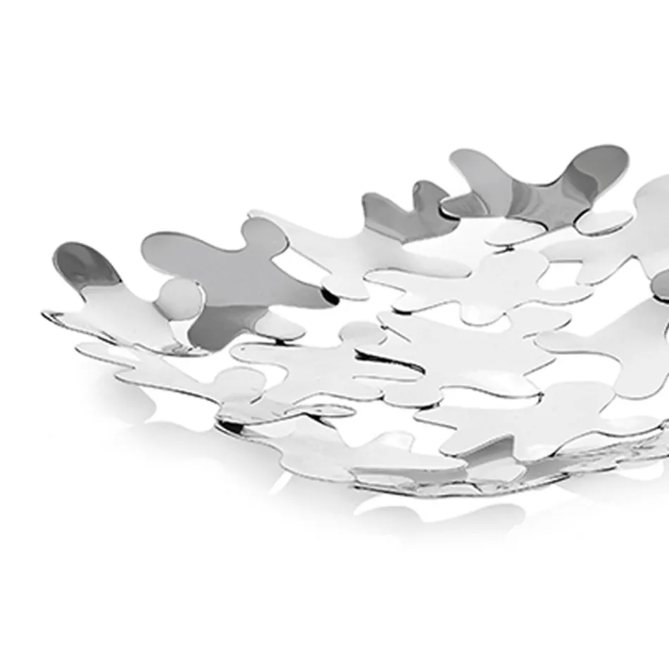 Quadratisches Mittelstück Zeitgenössisches Design Verziertes Silbernes Metall - Cordoba Viadurini