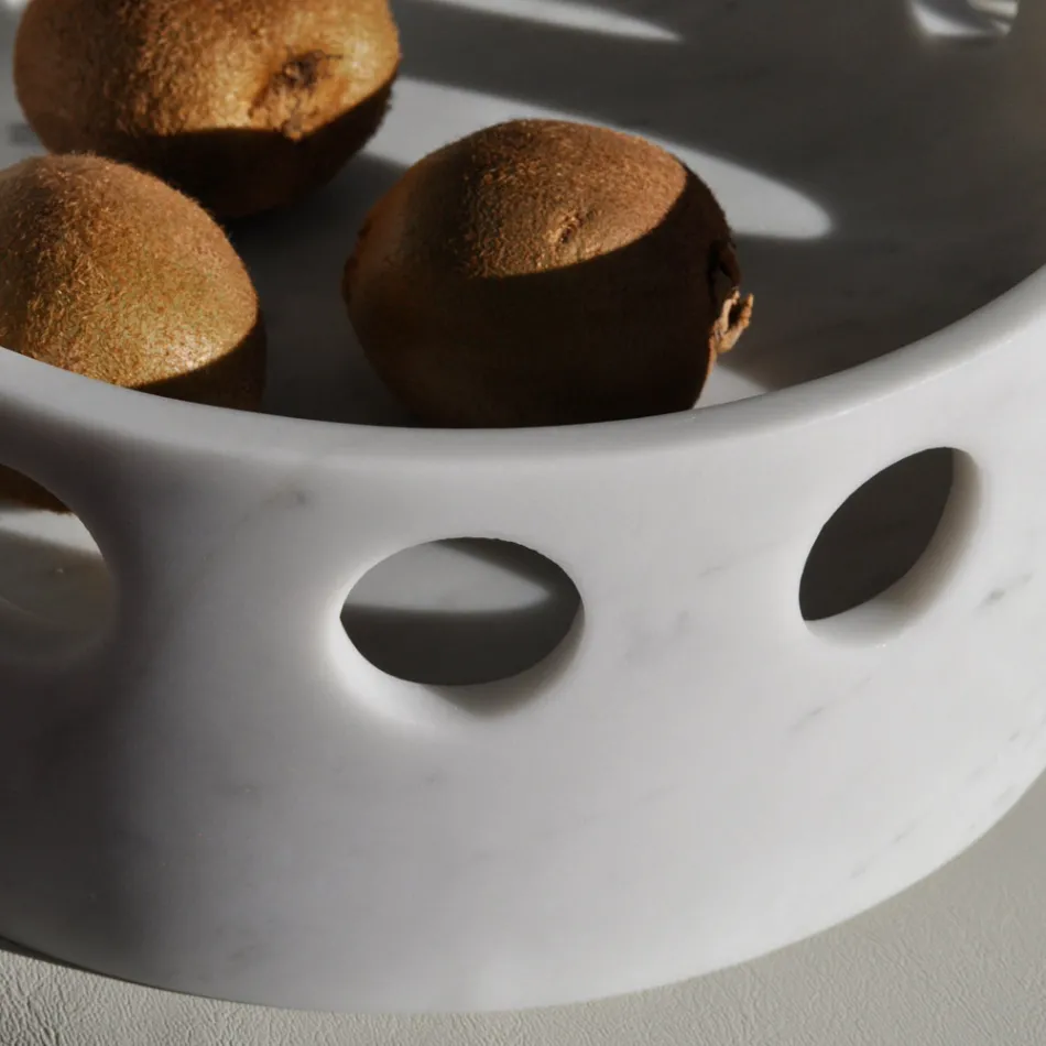 Tafelaufsatz/Taschentablett aus Satinmarmor, hergestellt in Italien – Hinata Viadurini