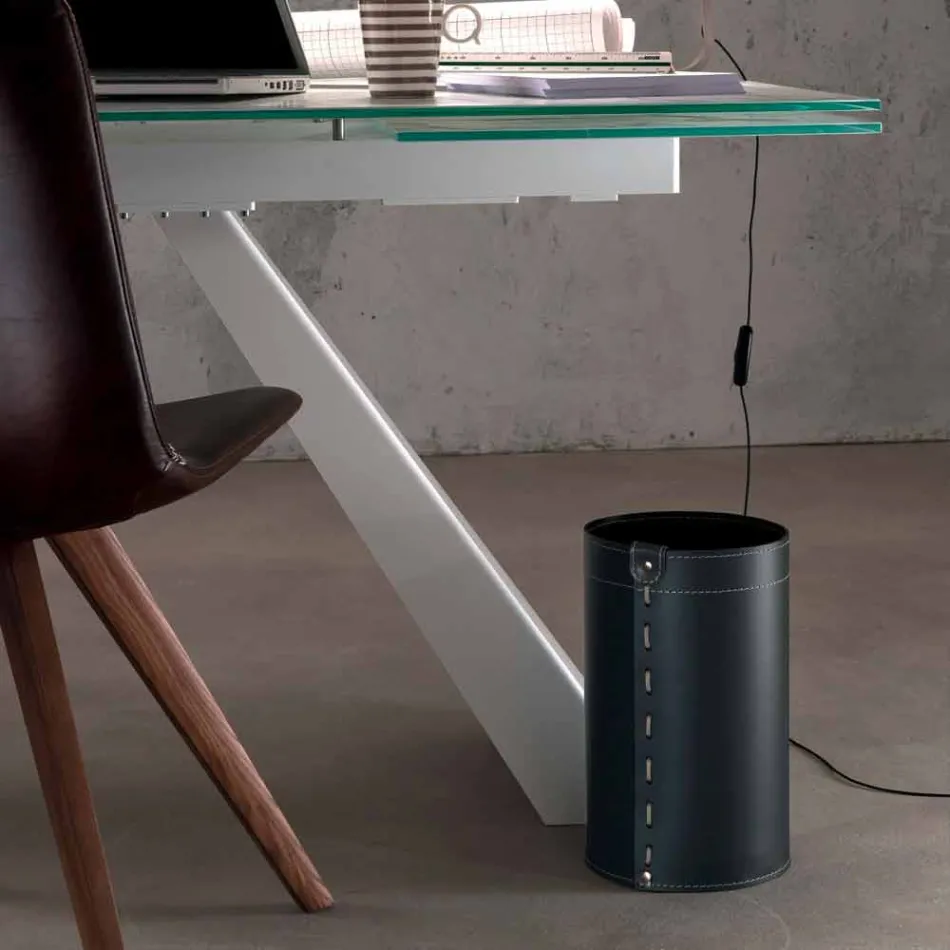 Papierkorb aus regeneriertem handgefertigtem Leder Battista Viadurini