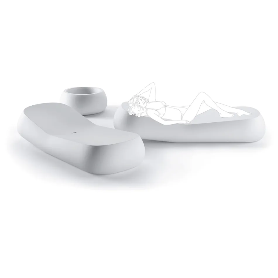 Design-Chaiselongue für den Außenbereich aus weißem Polyethylen, hergestellt in Italien – Ervin Viadurini