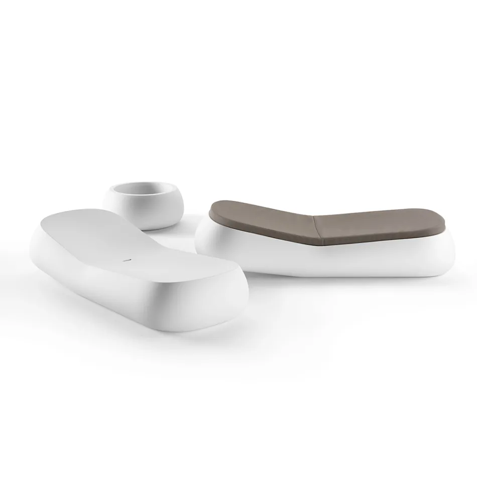 Design-Chaiselongue für den Außenbereich aus weißem Polyethylen, hergestellt in Italien – Ervin Viadurini