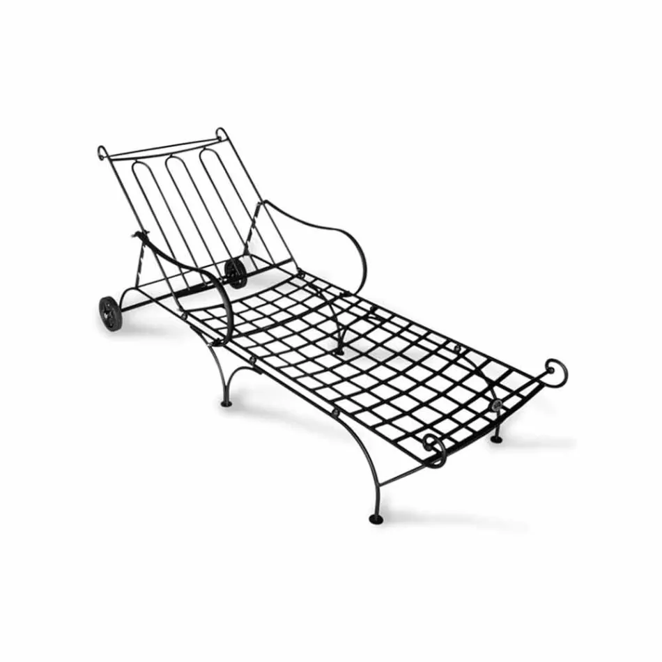Outdoor-Chaiselongue aus Eisen und handgefertigtem Stoff Made in Italy - Relax Viadurini
