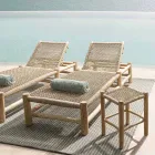 Chaiselongue im Freien in Teakholzzweigen und Kunstfaserweberei - Tecno Viadurini