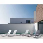 Outdoor Chaise Longue aus Textilene und Aluminium mit Rädern, 4 Stück - Babilonia Viadurini