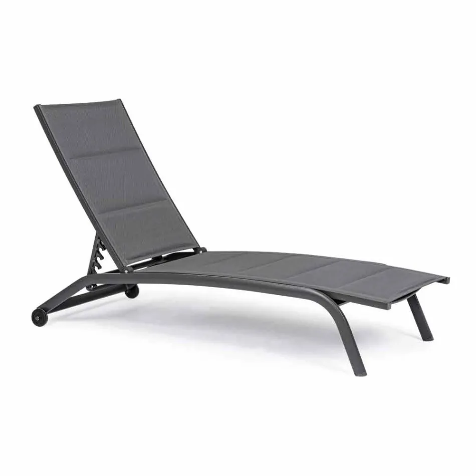 Outdoor Chaise Longue aus Textilene und Aluminium mit Rädern, 4 Stück - Babilonia Viadurini