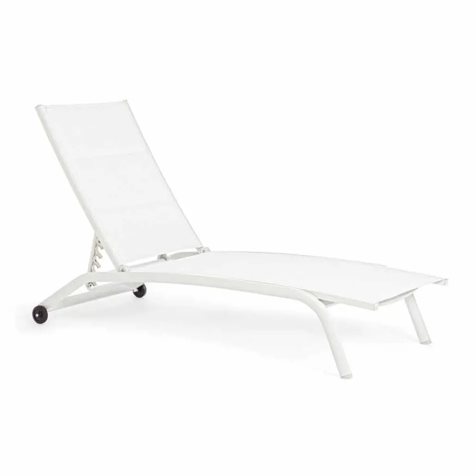 Outdoor Chaise Longue aus Textilene und Aluminium mit Rädern, 4 Stück - Babilonia Viadurini