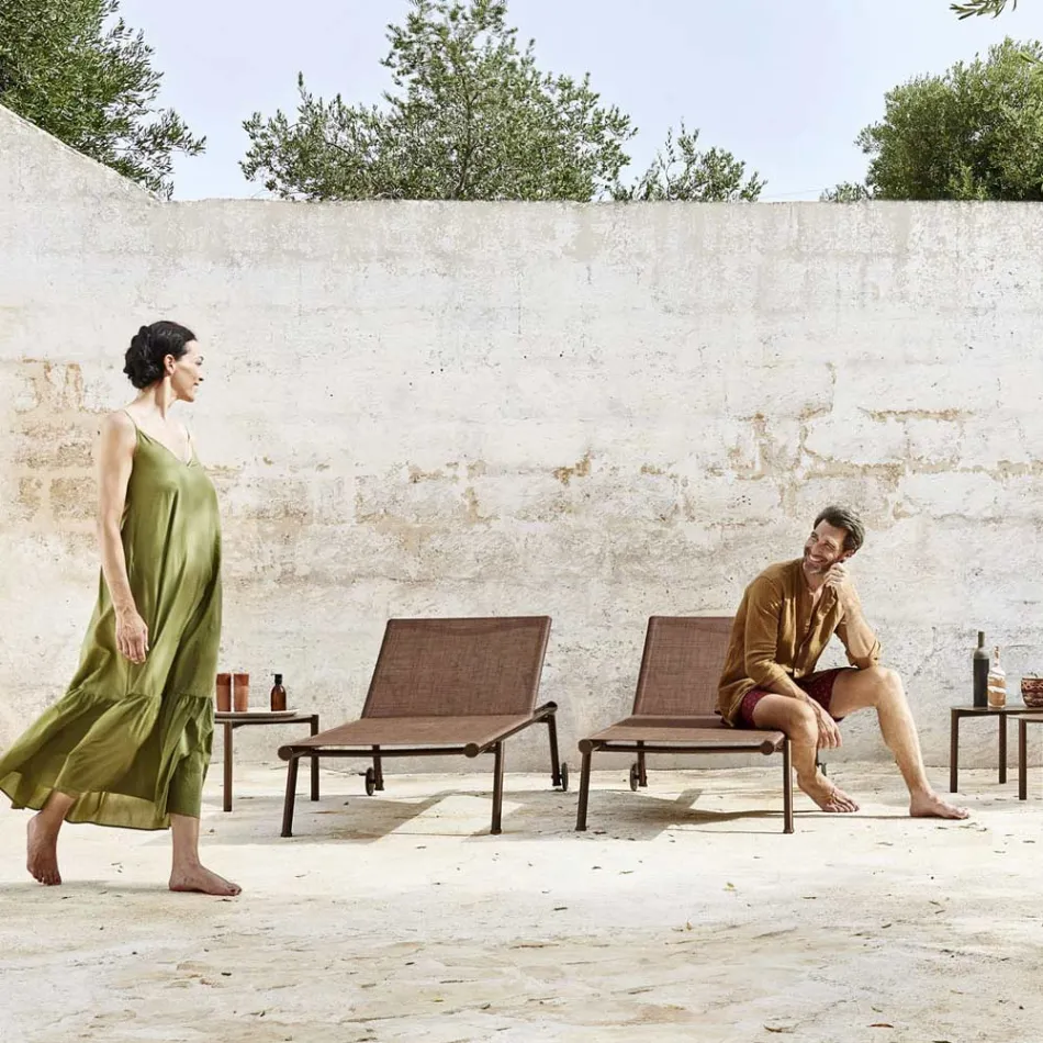 Gartenliege aus Aluminium und technischem Gewebe - Bahia von Varaschin Viadurini