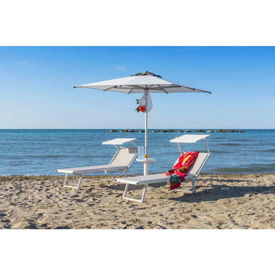 Moderne Garten Chaiselongue mit Sonnenschirm und liegender Rückenlehne - Arnold Viadurini