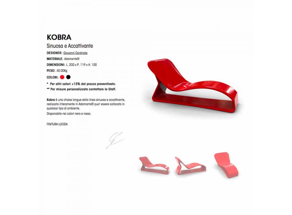 Chaiselongue Design Moderne Kobra Made in Italy Viadurini
