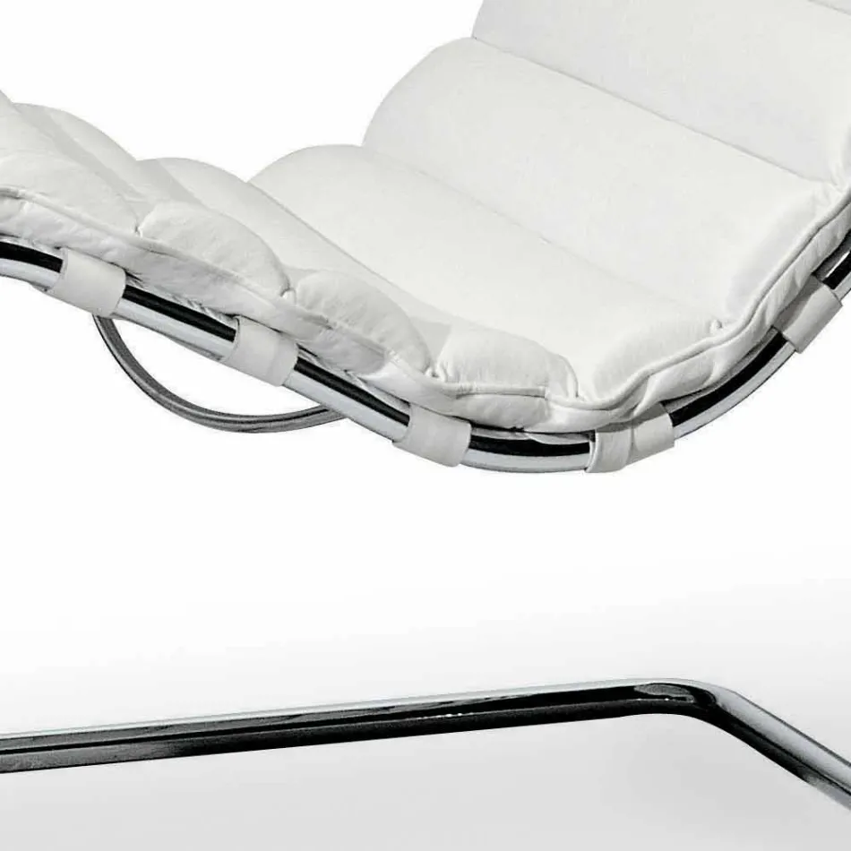 Chaiselongue aus verchromtem Stahl mit Ledersitz Made in Italy - Diamond Viadurini