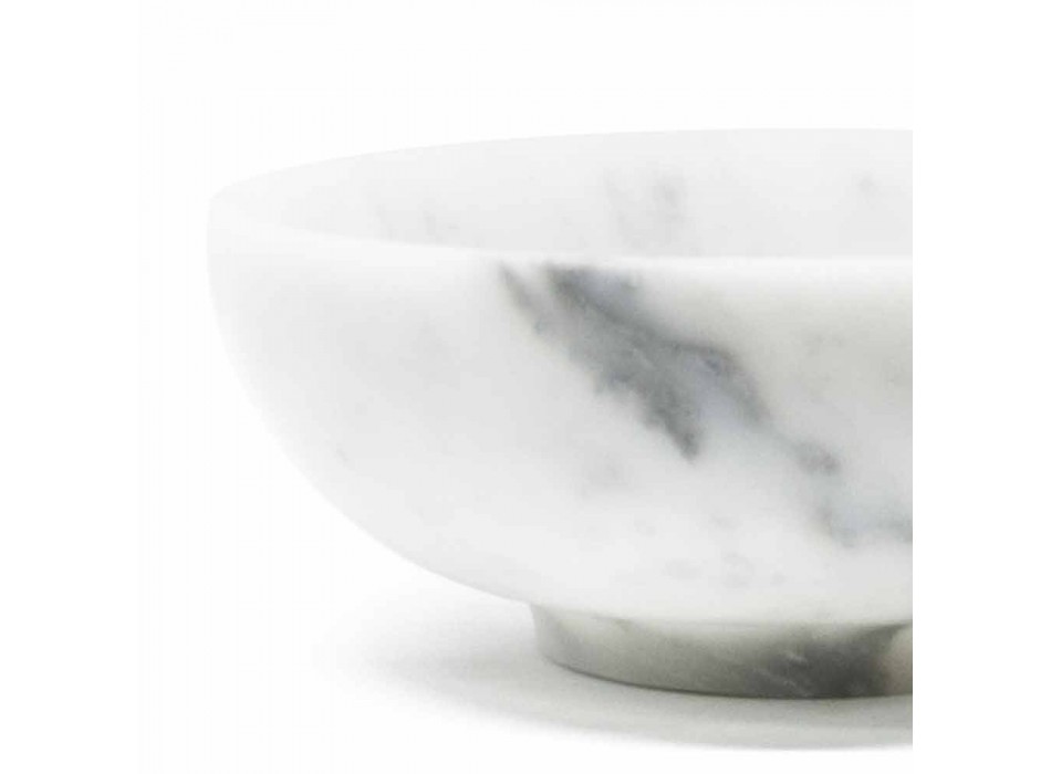 Runde Schale aus satinweißem Carrara-Marmor Made in Italy - Delly Viadurini