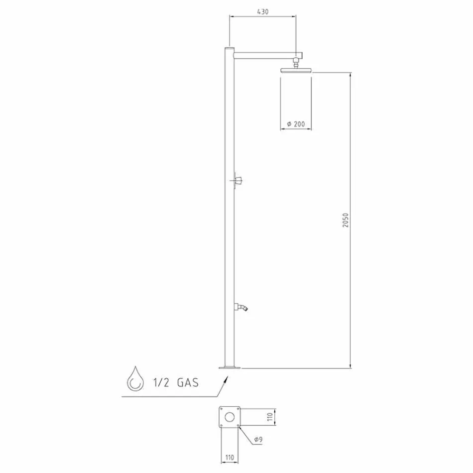 Gartenduschsäule aus verchromtem Edelstahl Made in Italy - Modeo Viadurini