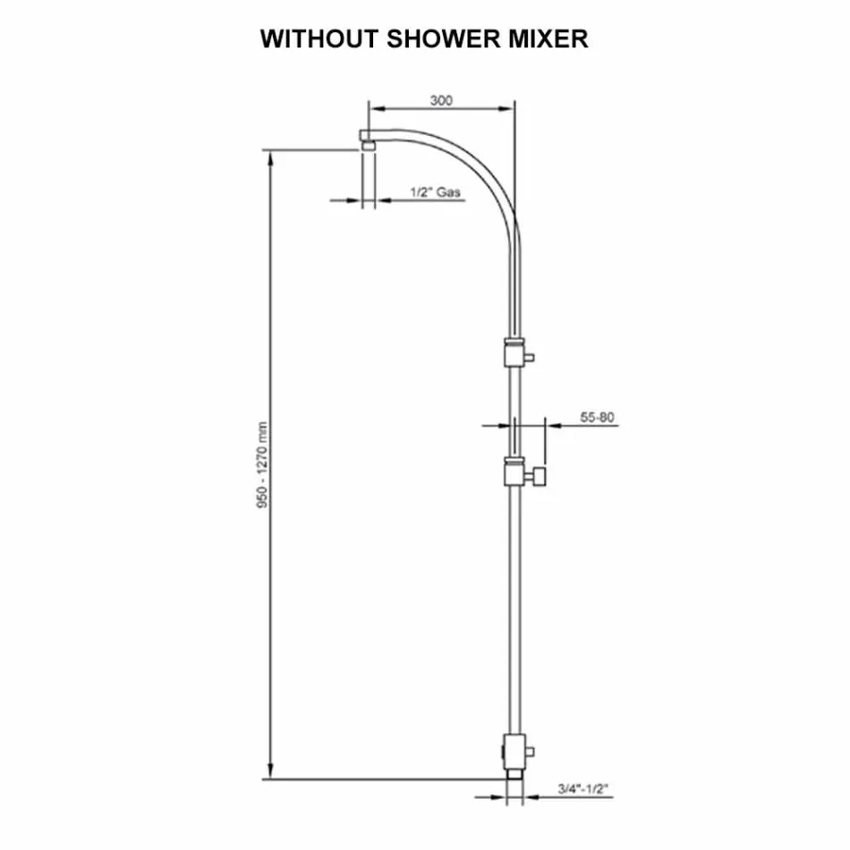Messing-Duschsäule mit rundem Stahl-Duschkopf Made in Italy - Kennedy Viadurini