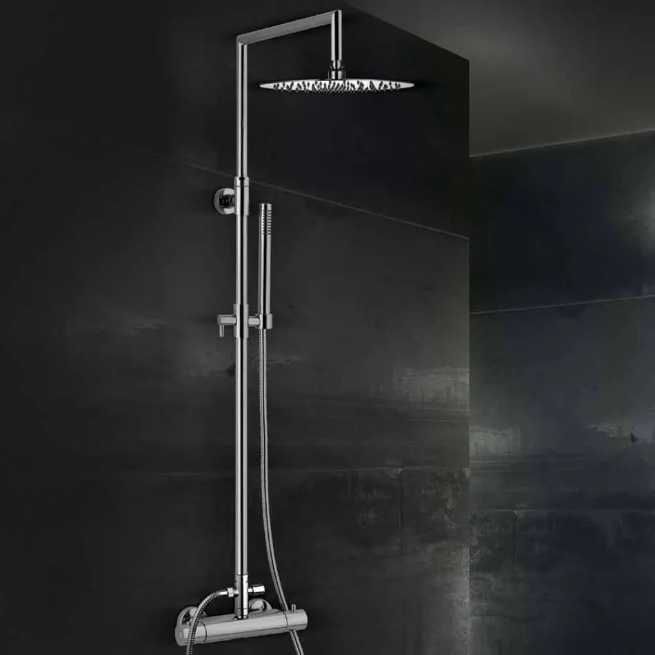 Messing-Duschsäule mit rundem ultradünnen Duschkopf Made in Italy - Merio Viadurini