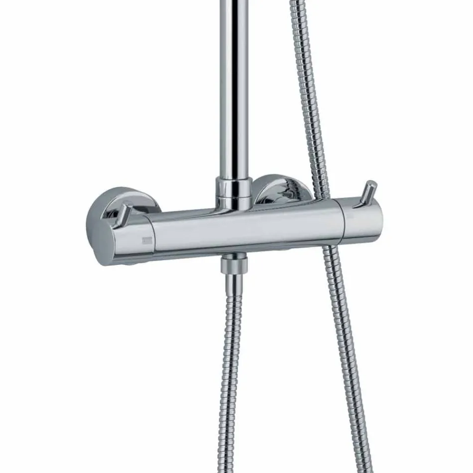 Duschsäule aus verchromtem Messing mit flexiblem Schlauch und Handbrause made in Italy - Griso Viadurini