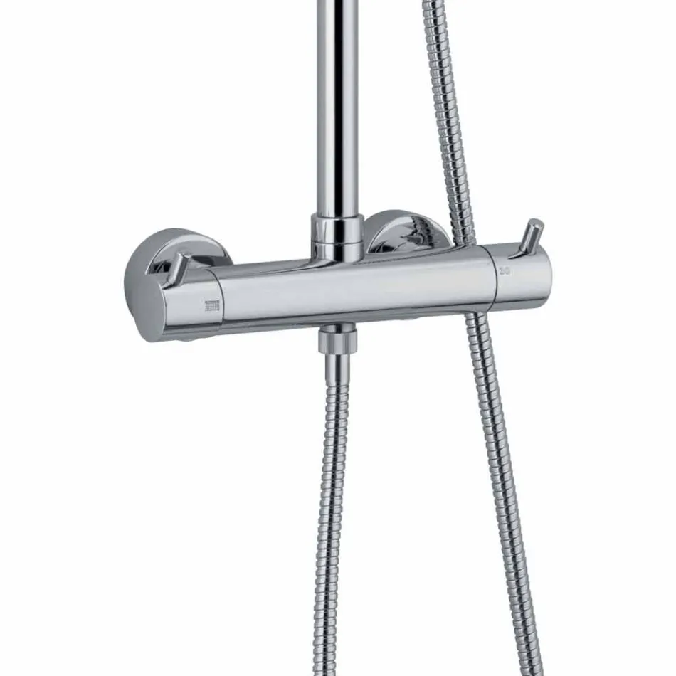 Duschsäule aus verchromtem Messing mit quadratischem Duschkopf Made in Italy - Griso Viadurini