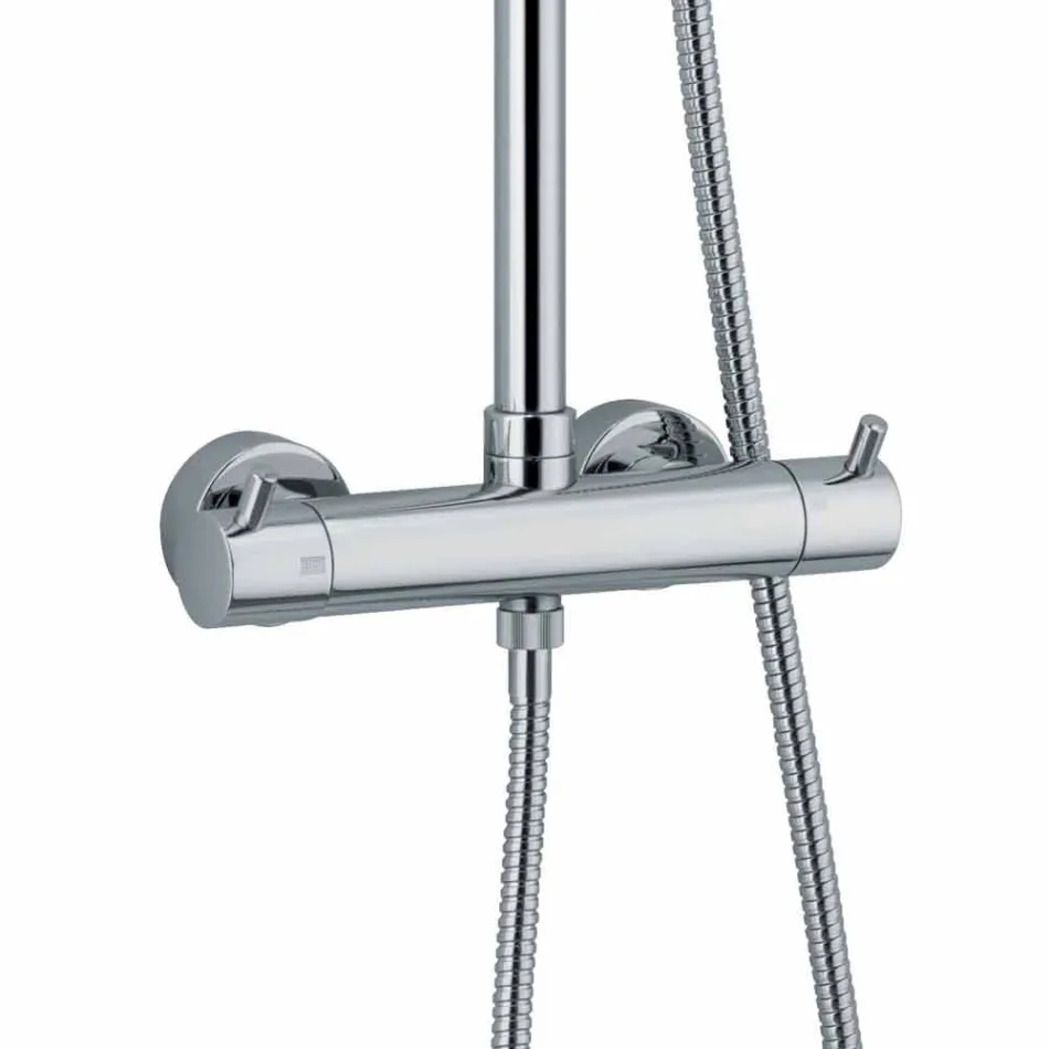 Duschsäule aus verchromtem Messing mit rundem Duschkopf Made in Italy - Griso Viadurini