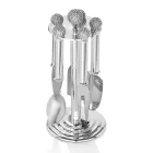 Käsemesser aus Silbermetall mit Kristallen 5 Stück - Marfio Viadurini