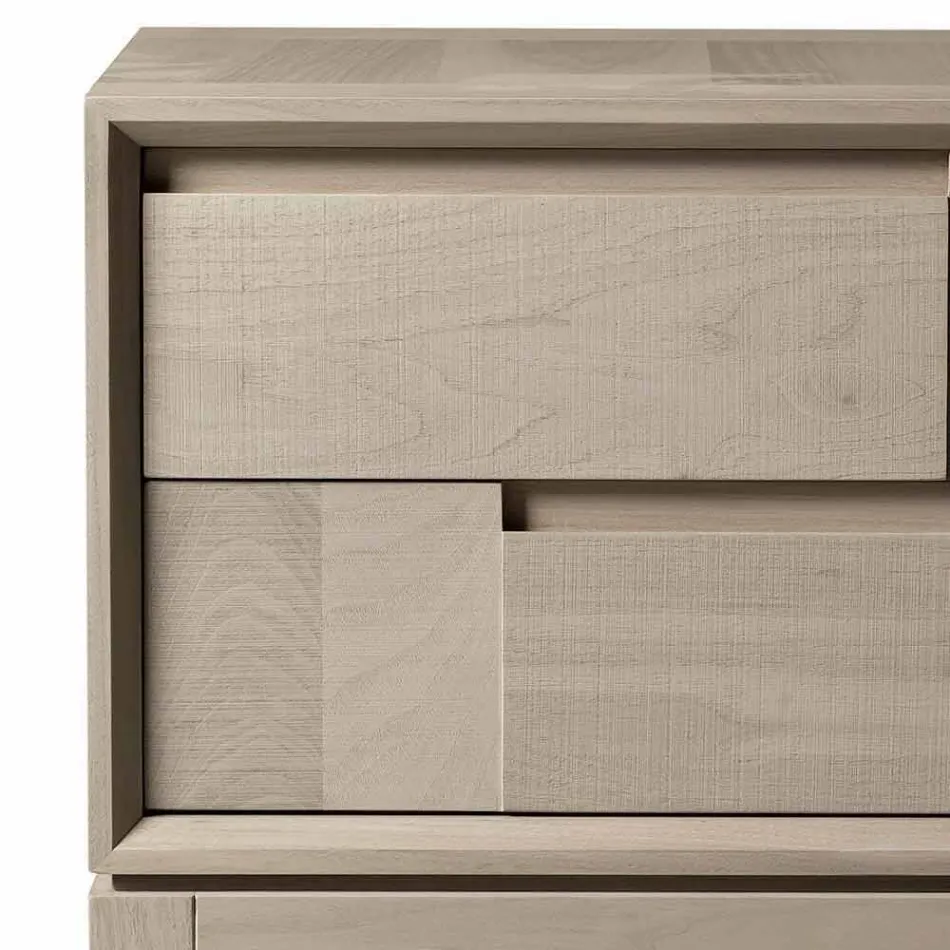 Dresser 2 Schubladen im modernen Design Nussbaum Massivholz, Nino Viadurini