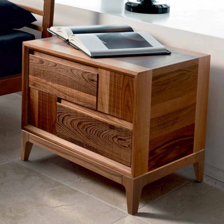 Dresser 2 Schubladen im modernen Design Nussbaum Massivholz, Nino Viadurini