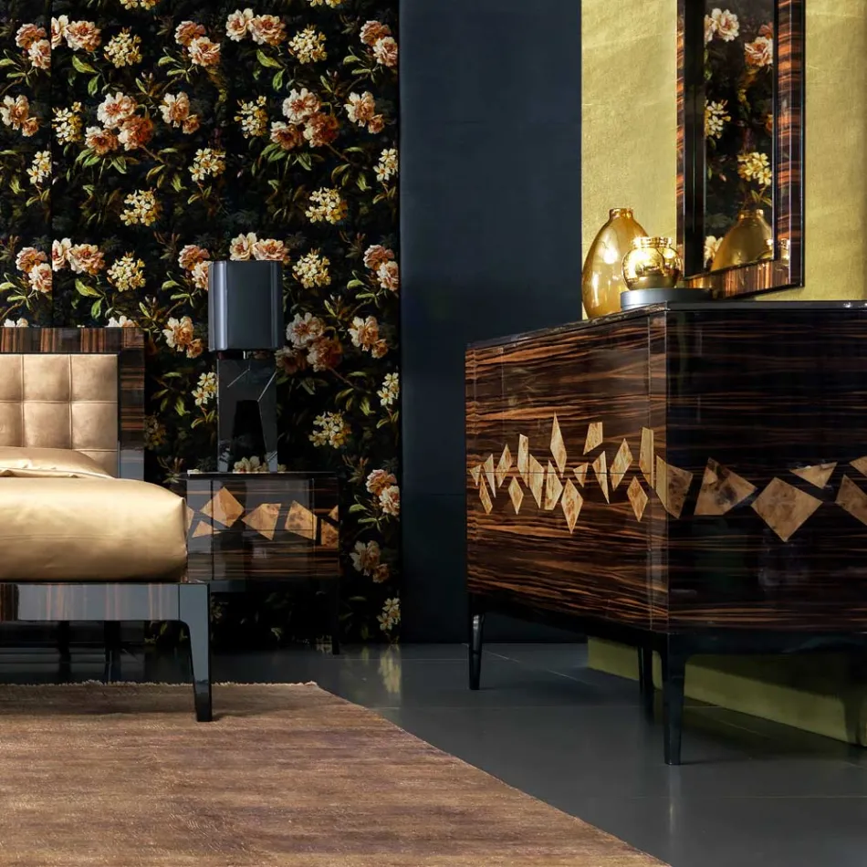 Design Kommode aus Ebenholz mit 4 Schubladen Grilli Zarafa in Italien hergestellt  Viadurini