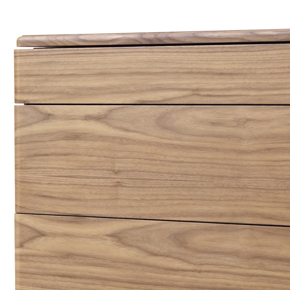 Design Kommode aus Massivholz und Leder Grilli York made in Italy Viadurini