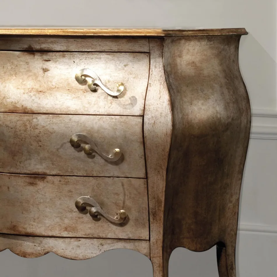 Kommode aus Lindenholzplatte mit 3 Schubladen, hergestellt in Italien – Bled Viadurini