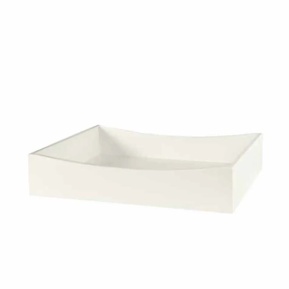 Extraleichte Glaskommode und sechs weiße Holzschubladen Made in Italy - Ganzo Viadurini