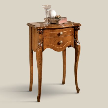 Klassischer Nachttisch mit 2 Schubladen aus Bassano Nussbaumholz Made in Italy - Commodus Viadurini