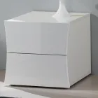 Nachttisch Schlafzimmer 2 Schubladen Weißer Holzbogen Design - Sabine Viadurini