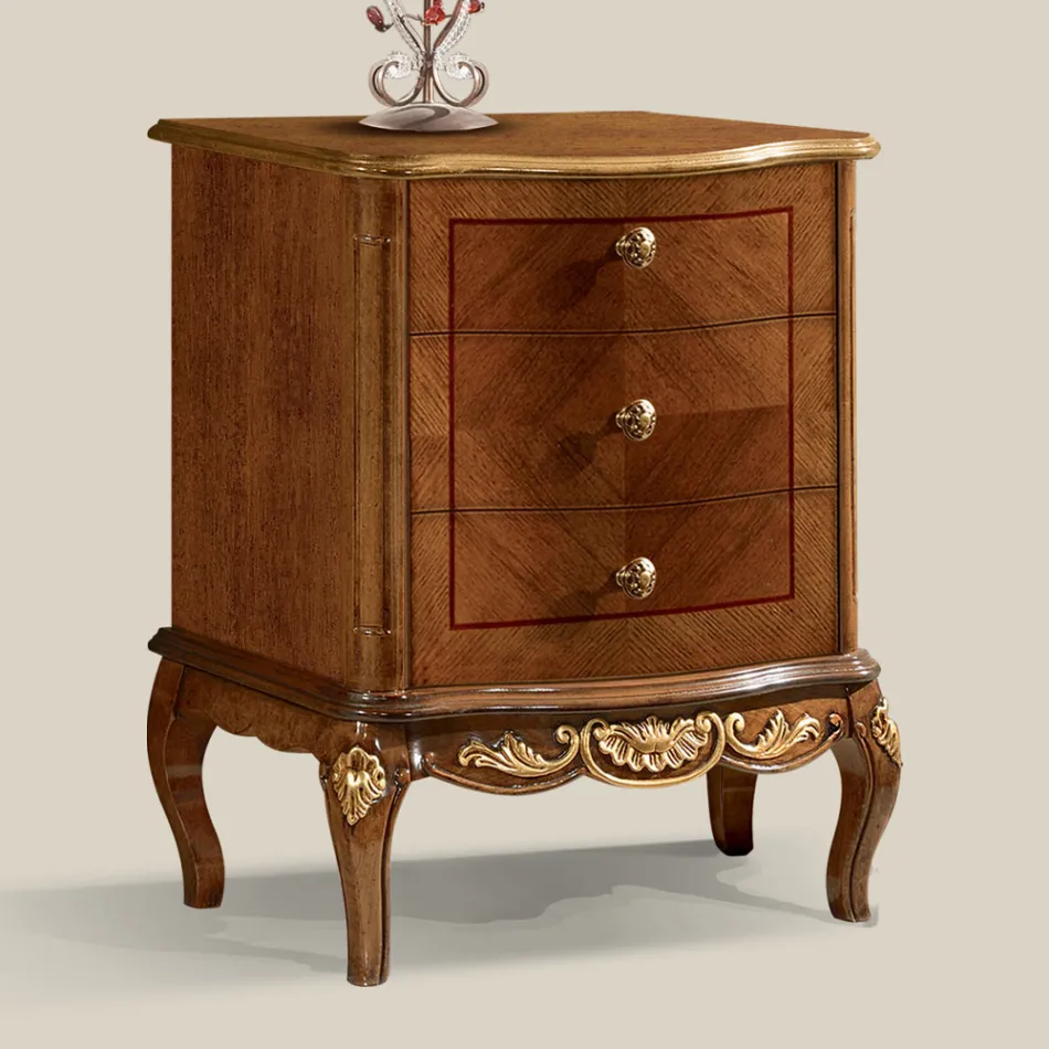 Nachttisch aus Holz mit 3 Schubladen Made in Italy - Chantilly Viadurini