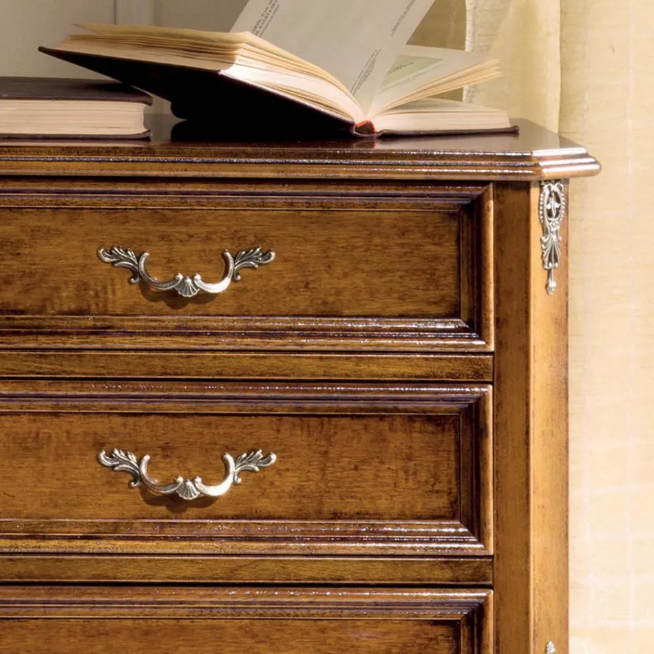 Schlafzimmer-Nachttisch aus Walnussholz 3 Schubladen Made in Italy - Richard Viadurini