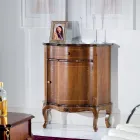 Klassischer Nachttisch Tür und Schublade aus Holz mit Intarsien Made in Italy - Leonor Viadurini