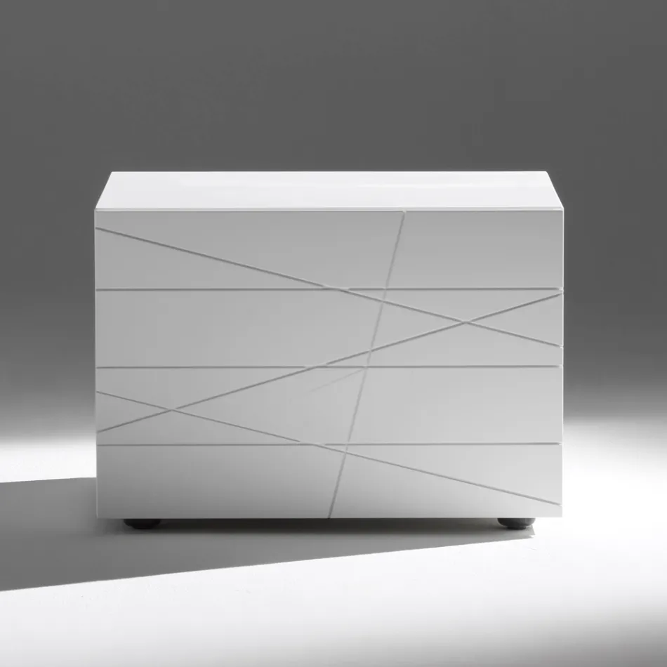 Nachttisch mit 1 Schublade aus lackierter Spanplatte - Leone Viadurini