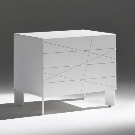 Nachttisch mit 1 Schublade aus lackierter Spanplatte - Leone Viadurini