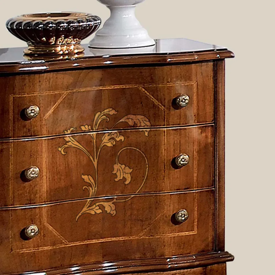 Nachttisch mit 3 Schubladen aus Bassano Nussbaumholz Made in Italy - Luxus Viadurini