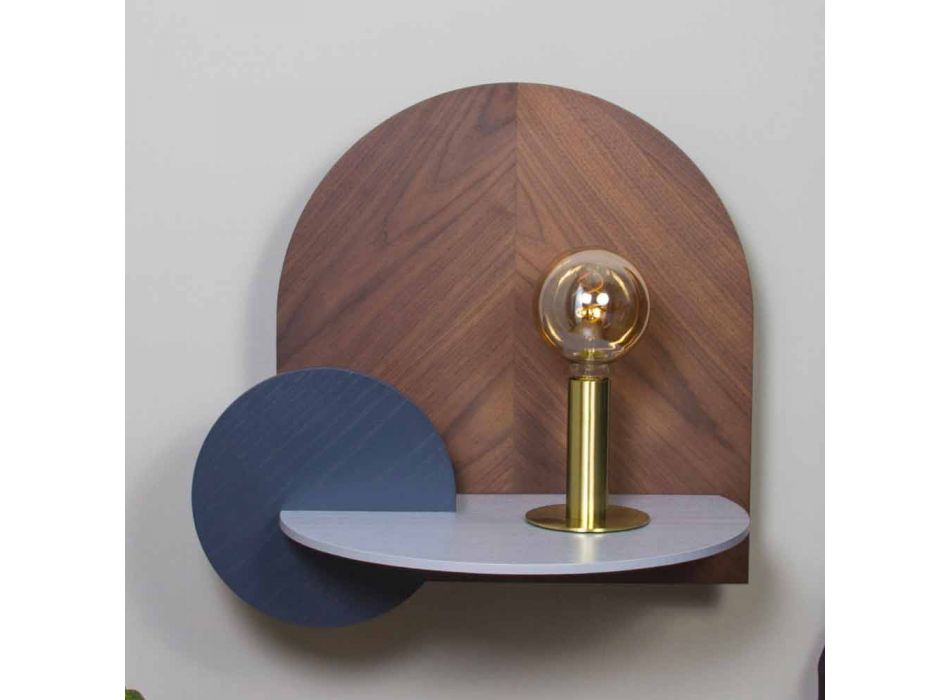Nachttisch im modernen Design bestehend aus 3 modularen Sperrholzplatten - Marea Viadurini