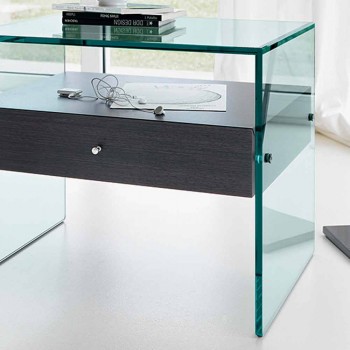 Nachttisch in modernem Design aus extra klarem Glas Made in Italy - Secret