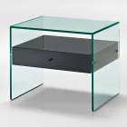 Nachttisch in modernem Design aus extra klarem Glas Made in Italy - Secret Viadurini